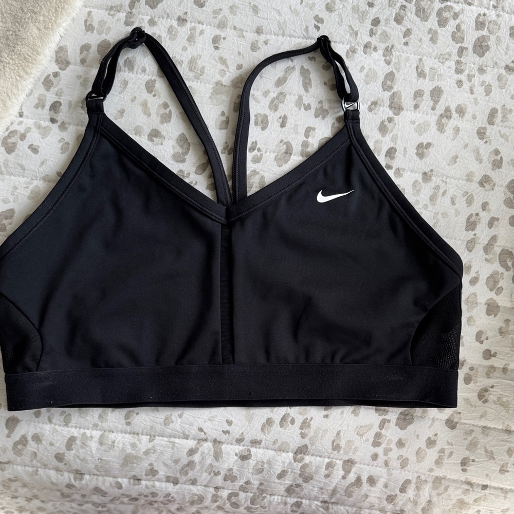 Nike Black V‑Neck Light Support Sports Bra